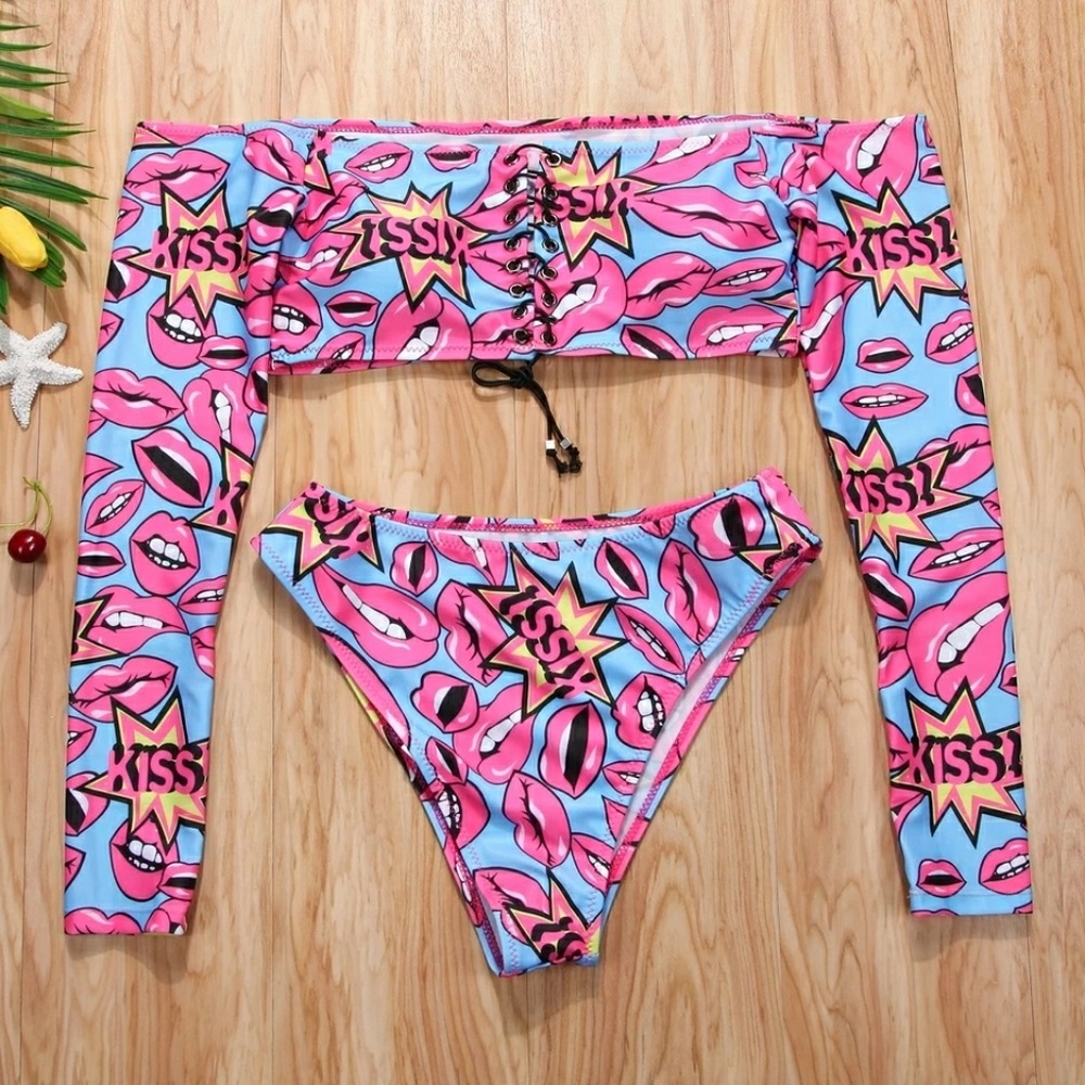 Blue lips bikini